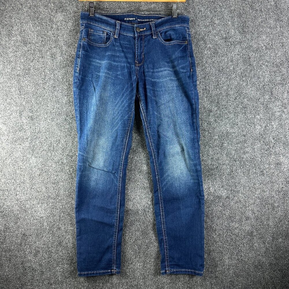 Old Navy Jeans Womens 4 Boyfriend Straight Medium Wash Cotton Stretch Pockets